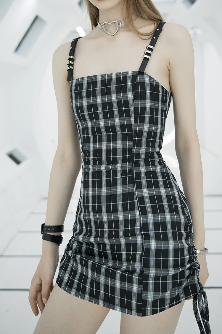 Cool Gingham Mini Suspender Dress ...